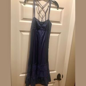 Free People Blue Eyelet & Ruffle Criss-Cross Dress